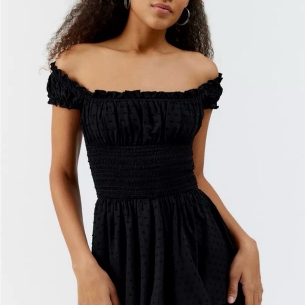 Urban Outfitters Pastel Blue Off-Shoulder Flowy Romper